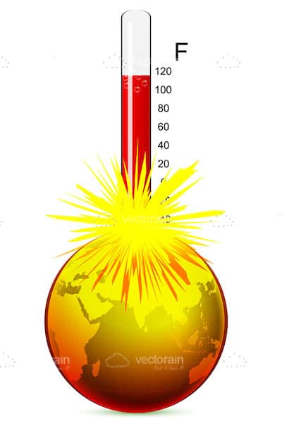 Red and Yellow Earth Globe with Thermometer